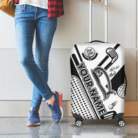 Golf Club Monochrome Design Luggage Cover with Golf Ball and Club Graphic and Custom Name Print - Wonder Print Shop