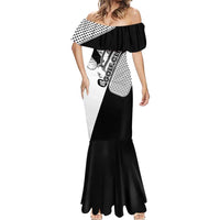 Golf Club Monochrome Design Mermaid Dress with Golf Ball and Club Graphic and Custom Name Print - Wonder Print Shop