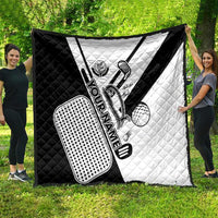 Golf Club Monochrome Design Quilt with Golf Ball and Club Graphic and Custom Name Print - Wonder Print Shop