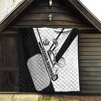 Golf Club Monochrome Design Quilt with Golf Ball and Club Graphic and Custom Name Print - Wonder Print Shop
