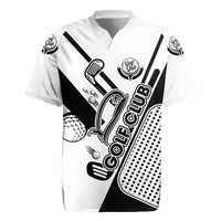 Golf Club Monochrome Design Rugby Jersey with Golf Ball and Club Graphic and Custom Name Print - Wonder Print Shop
