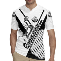 Golf Club Monochrome Design Rugby Jersey with Golf Ball and Club Graphic and Custom Name Print - Wonder Print Shop