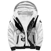 Golf Club Monochrome Design Sherpa Hoodie with Golf Ball and Club Graphic and Custom Name Print - Wonder Print Shop