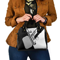 Golf Club Monochrome Design Shoulder Handbag with Golf Ball and Club Graphic and Custom Name Print - Wonder Print Shop