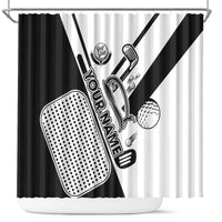 Golf Club Monochrome Design Shower Curtain with Golf Ball and Club Graphic and Custom Name Print - Wonder Print Shop