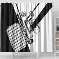 Golf Club Monochrome Design Shower Curtain with Golf Ball and Club Graphic and Custom Name Print - Wonder Print Shop