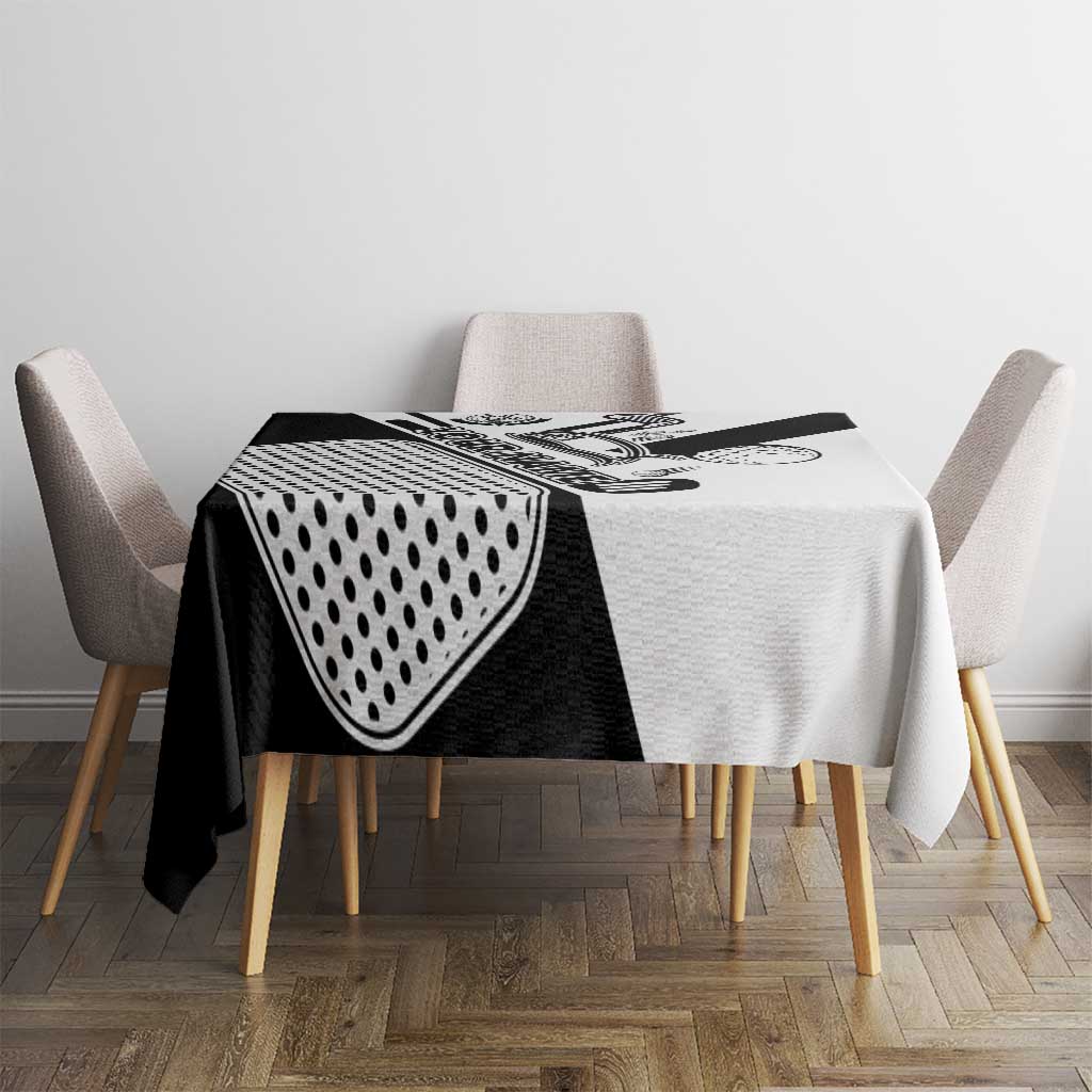 Golf Club Monochrome Design Tablecloth with Golf Ball and Club Graphic and Custom Name Print - Wonder Print Shop