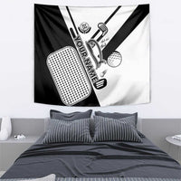 Golf Club Monochrome Design Tapestry with Golf Ball and Club Graphic and Custom Name Print - Wonder Print Shop