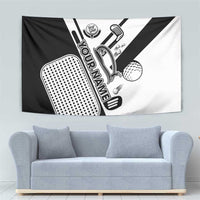 Golf Club Monochrome Design Tapestry with Golf Ball and Club Graphic and Custom Name Print - Wonder Print Shop