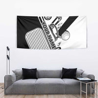 Golf Club Monochrome Design Tapestry with Golf Ball and Club Graphic and Custom Name Print - Wonder Print Shop