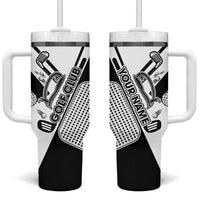 Golf Club Monochrome Design Tumbler With Handle with Golf Ball and Club Graphic and Custom Name Print - Wonder Print Shop