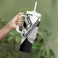 Golf Club Monochrome Design Tumbler With Handle with Golf Ball and Club Graphic and Custom Name Print - Wonder Print Shop