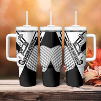 Golf Club Monochrome Design Tumbler With Handle with Golf Ball and Club Graphic and Custom Name Print - Wonder Print Shop