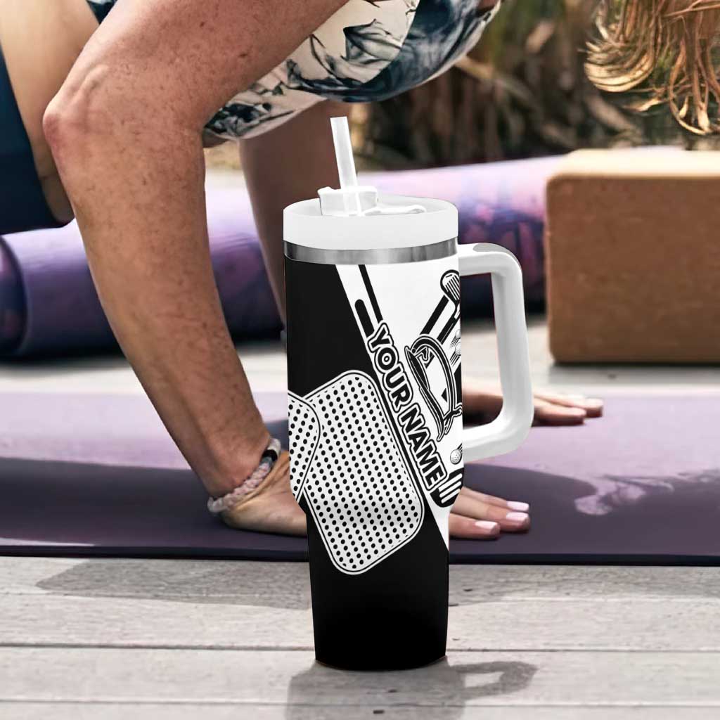 Golf Club Monochrome Design Tumbler With Handle with Golf Ball and Club Graphic and Custom Name Print - Wonder Print Shop