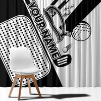 Golf Club Monochrome Design Window Curtain with Golf Ball and Club Graphic and Custom Name Print - Wonder Print Shop