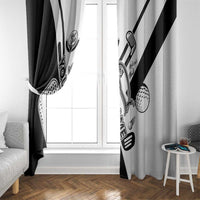 Golf Club Monochrome Design Window Curtain with Golf Ball and Club Graphic and Custom Name Print - Wonder Print Shop