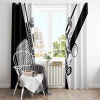 Golf Club Monochrome Design Window Curtain with Golf Ball and Club Graphic and Custom Name Print - Wonder Print Shop