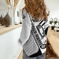 Golf Club Monochrome Design Women Casual Shirt with Golf Ball and Club Graphic and Custom Name Print - Wonder Print Shop