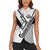 Golf Club Monochrome Design Women Sleeveless Polo Shirt with Golf Ball and Club Graphic and Custom Name Print - Wonder Print Shop