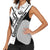 Golf Club Monochrome Design Women Sleeveless Polo Shirt with Golf Ball and Club Graphic and Custom Name Print - Wonder Print Shop