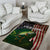 Musky Fishing Design Area Rug with American Flag Background and Custom Name Print - Wonder Print Shop