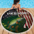 Musky Fishing Design Beach Blanket with American Flag Background and Custom Name Print - Wonder Print Shop
