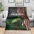Musky Fishing Design Blanket with American Flag Background and Custom Name Print - Wonder Print Shop