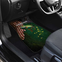 Musky Fishing Design Car Mats with American Flag Background and Custom Name Print - Wonder Print Shop