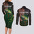 Musky Fishing Design Couples Matching Long Sleeve Bodycon Dress and Long Sleeve Button Shirt with American Flag Background and Custom Name Print - Wonder Print Shop