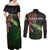 Musky Fishing Design Couples Matching Off Shoulder Maxi Dress and Long Sleeve Button Shirt with American Flag Background and Custom Name Print - Wonder Print Shop