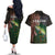Musky Fishing Design Couples Matching Off The Shoulder Long Sleeve Dress and Hawaiian Shirt with American Flag Background and Custom Name Print - Wonder Print Shop