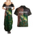 Musky Fishing Design Couples Matching Summer Maxi Dress and Hawaiian Shirt with American Flag Background and Custom Name Print - Wonder Print Shop