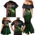 Musky Fishing Design Family Matching Mermaid Dress and Hawaiian Shirt with American Flag Background and Custom Name Print - Wonder Print Shop