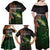 Musky Fishing Design Family Matching Off Shoulder Maxi Dress and Hawaiian Shirt with American Flag Background and Custom Name Print - Wonder Print Shop