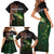 Musky Fishing Design Family Matching Short Sleeve Bodycon Dress and Hawaiian Shirt with American Flag Background and Custom Name Print - Wonder Print Shop