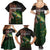 Musky Fishing Design Family Matching Summer Maxi Dress and Hawaiian Shirt with American Flag Background and Custom Name Print - Wonder Print Shop