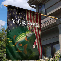 Musky Fishing Design Garden Flag with American Flag Background and Custom Name Print - Wonder Print Shop