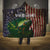 Musky Fishing Design Hooded Blanket with American Flag Background and Custom Name Print - Wonder Print Shop