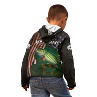 Musky Fishing Design Kid Hoodie with American Flag Background and Custom Name Print - Wonder Print Shop