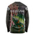 Musky Fishing Design Long Sleeve Shirt with American Flag Background and Custom Name Print - Wonder Print Shop