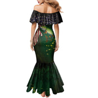 Musky Fishing Design Mermaid Dress with American Flag Background and Custom Name Print - Wonder Print Shop