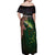 Musky Fishing Design Off Shoulder Maxi Dress with American Flag Background and Custom Name Print - Wonder Print Shop