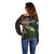 Musky Fishing Design Off Shoulder Sweater with American Flag Background and Custom Name Print - Wonder Print Shop