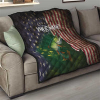 Musky Fishing Design Quilt with American Flag Background and Custom Name Print - Wonder Print Shop