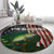 Musky Fishing Design Round Carpet with American Flag Background and Custom Name Print - Wonder Print Shop