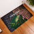 Musky Fishing Design Rubber Doormat with American Flag Background and Custom Name Print - Wonder Print Shop