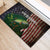 Musky Fishing Design Rubber Doormat with American Flag Background and Custom Name Print - Wonder Print Shop