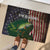 Musky Fishing Design Rubber Doormat with American Flag Background and Custom Name Print - Wonder Print Shop