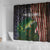 Musky Fishing Design Shower Curtain with American Flag Background and Custom Name Print - Wonder Print Shop