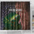 Musky Fishing Design Shower Curtain with American Flag Background and Custom Name Print - Wonder Print Shop
